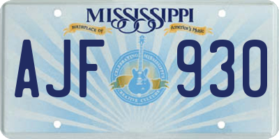 MS license plate AJF930