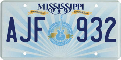 MS license plate AJF932