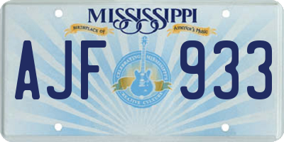 MS license plate AJF933