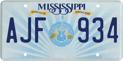 MS license plate AJF934