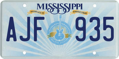 MS license plate AJF935
