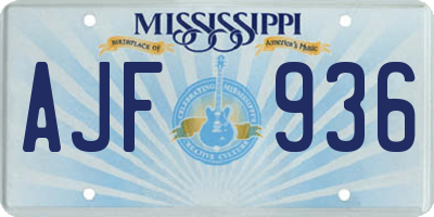 MS license plate AJF936
