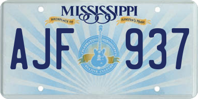 MS license plate AJF937