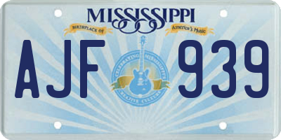 MS license plate AJF939