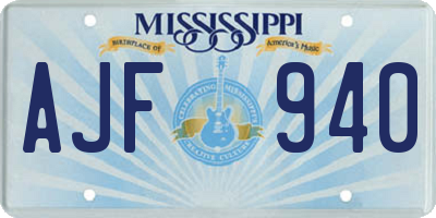 MS license plate AJF940