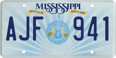 MS license plate AJF941