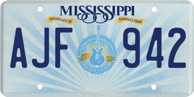 MS license plate AJF942