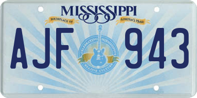 MS license plate AJF943