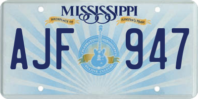 MS license plate AJF947
