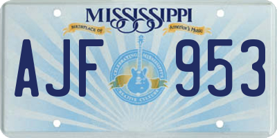 MS license plate AJF953