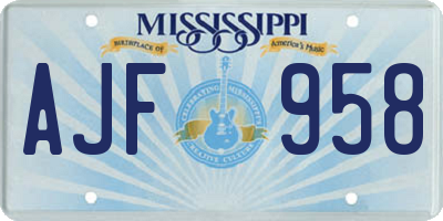 MS license plate AJF958