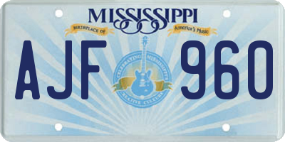 MS license plate AJF960
