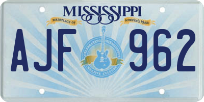MS license plate AJF962
