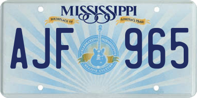 MS license plate AJF965