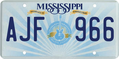 MS license plate AJF966