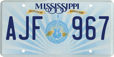 MS license plate AJF967