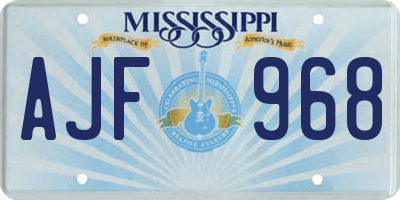 MS license plate AJF968
