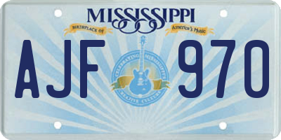 MS license plate AJF970