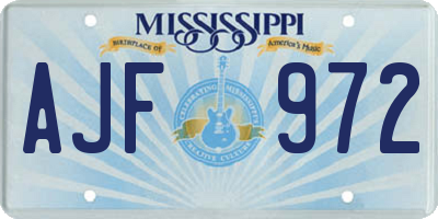 MS license plate AJF972