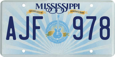 MS license plate AJF978