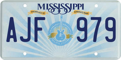 MS license plate AJF979
