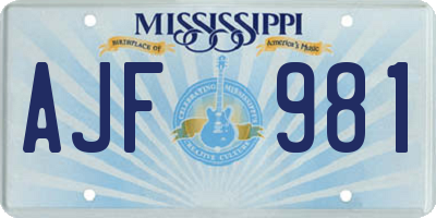 MS license plate AJF981