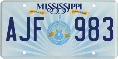 MS license plate AJF983
