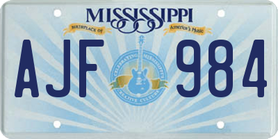 MS license plate AJF984