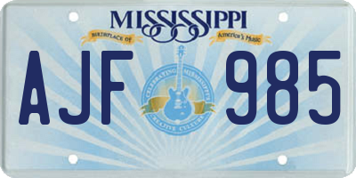 MS license plate AJF985