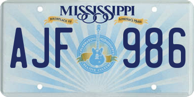 MS license plate AJF986