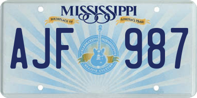 MS license plate AJF987