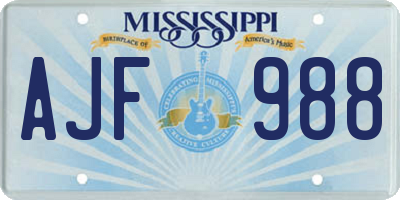 MS license plate AJF988