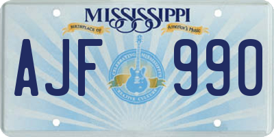 MS license plate AJF990