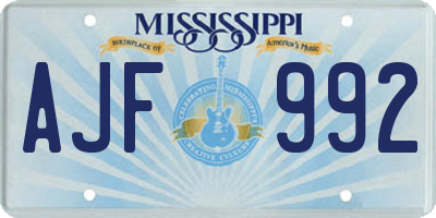 MS license plate AJF992