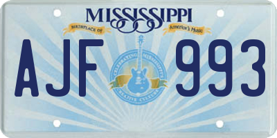 MS license plate AJF993