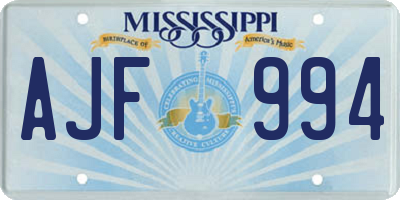 MS license plate AJF994