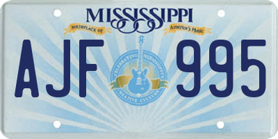 MS license plate AJF995