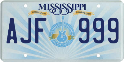 MS license plate AJF999