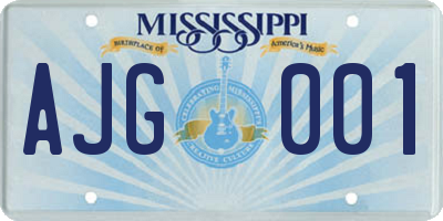 MS license plate AJG001
