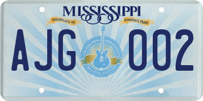 MS license plate AJG002