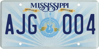 MS license plate AJG004