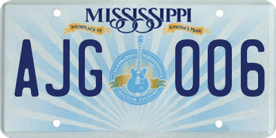 MS license plate AJG006