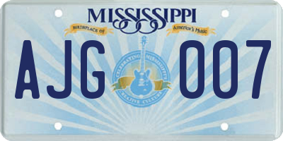 MS license plate AJG007
