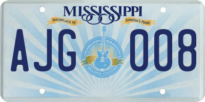 MS license plate AJG008