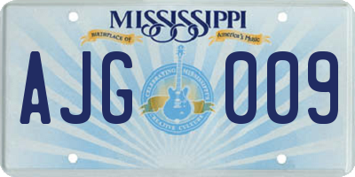 MS license plate AJG009