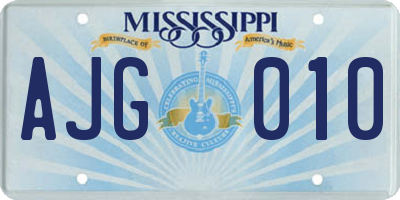 MS license plate AJG010