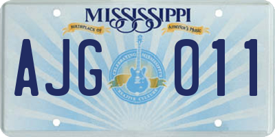 MS license plate AJG011