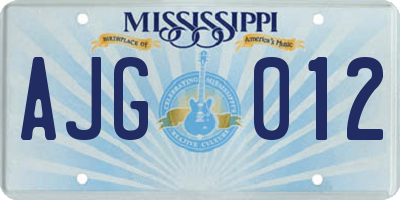 MS license plate AJG012