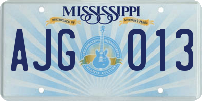 MS license plate AJG013