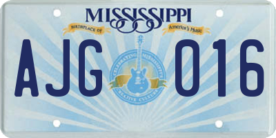 MS license plate AJG016